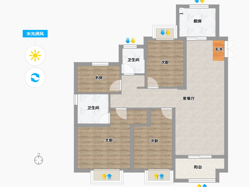 浙江省-台州市-江山一品-95.00-户型库-采光通风