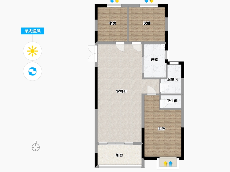 江苏省-盐城市-富顺名都花园-87.71-户型库-采光通风