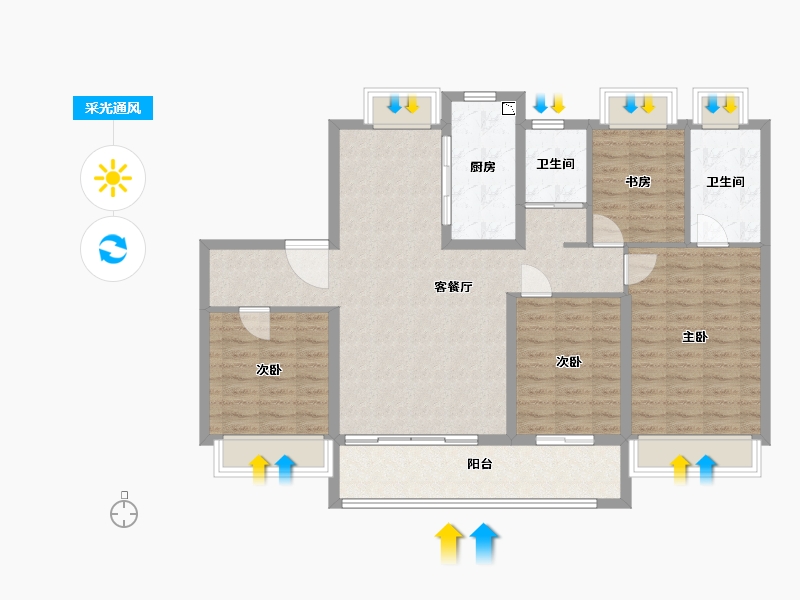 江苏省-盐城市-碧桂园珺悦府-112.00-户型库-采光通风