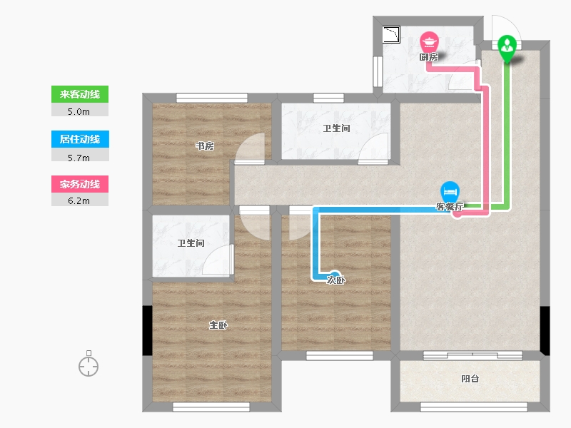 陕西省-安康市-恒月阳光水岸-76.79-户型库-动静线