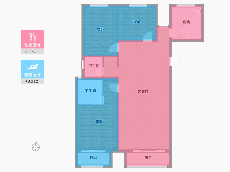 陕西省-安康市-恒月阳光水岸-100.76-户型库-动静分区