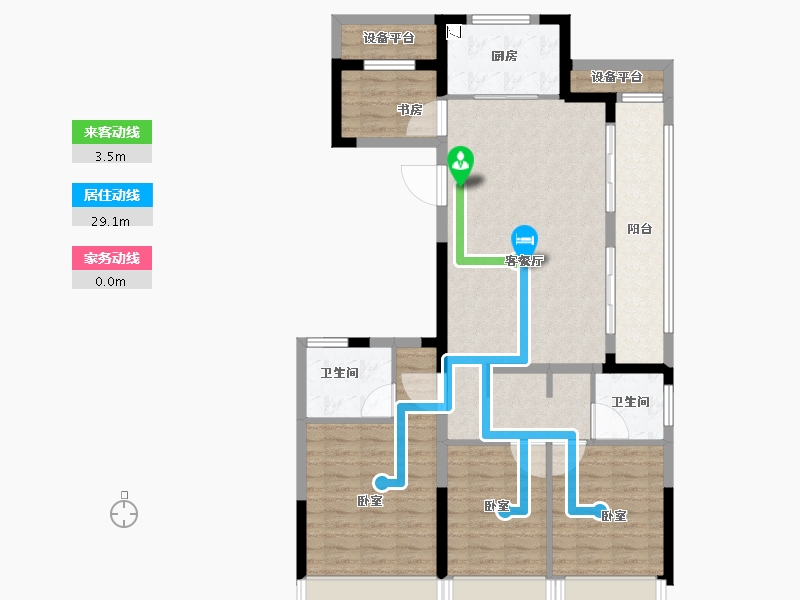 浙江省-杭州市-德信大家运河云庄-106.00-户型库-动静线