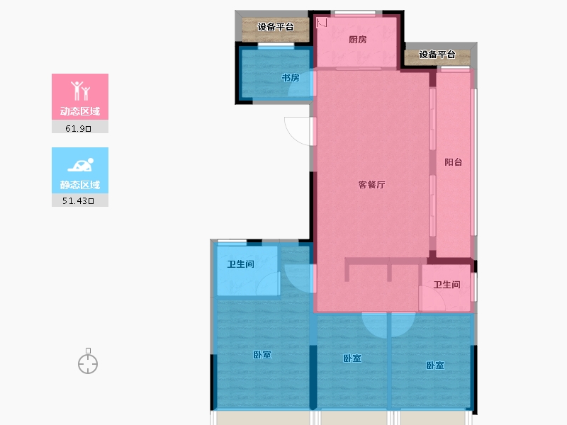 浙江省-杭州市-德信大家运河云庄-106.00-户型库-动静分区