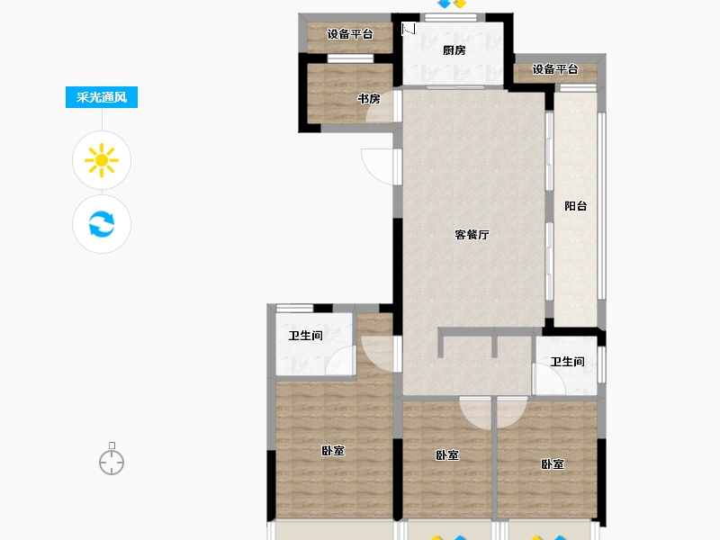 浙江省-杭州市-德信大家运河云庄-106.00-户型库-采光通风