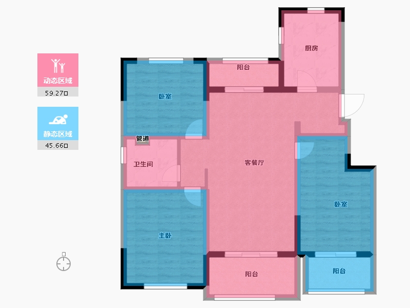 江苏省-扬州市-恒大悦珑湾-93.00-户型库-动静分区