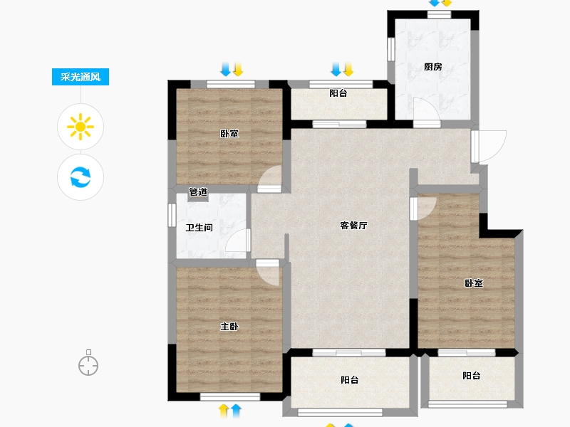 江苏省-扬州市-恒大悦珑湾-93.00-户型库-采光通风