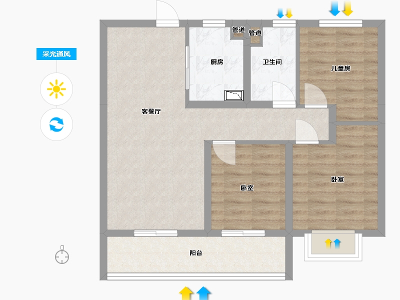 山西省-太原市-保利时光印象-69.79-户型库-采光通风