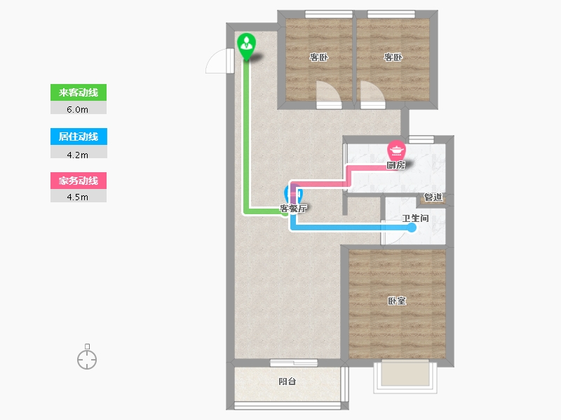 山西省-太原市-万科城市之光•东望-68.38-户型库-动静线