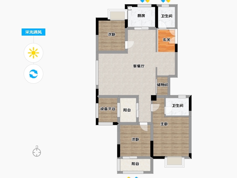 江苏省-盐城市-富顺名都花园-98.92-户型库-采光通风