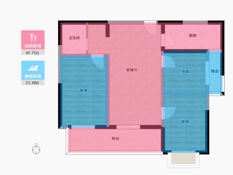 陕西省-咸阳市-中昌·如意城-69.96-户型库-动静分区