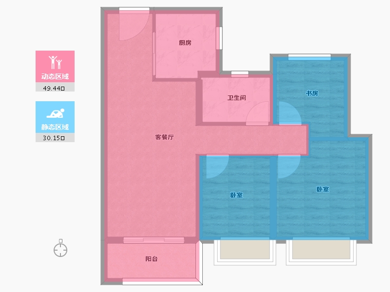 江苏省-南京市-西江瑞府-71.00-户型库-动静分区