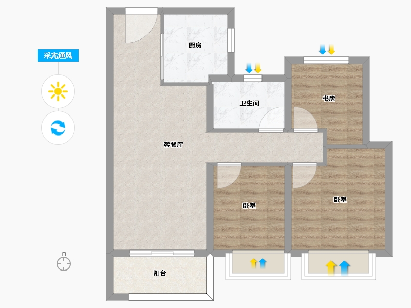 江苏省-南京市-西江瑞府-71.00-户型库-采光通风