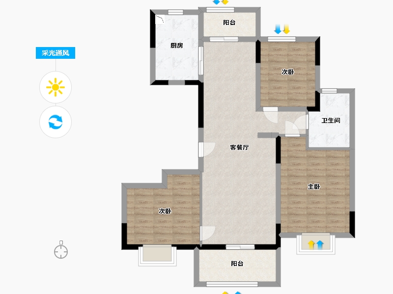 江苏省-南通市-恒大御澜庭(推广名)-95.78-户型库-采光通风