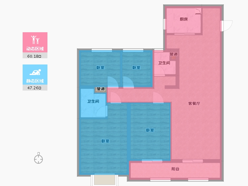 山西省-太原市-万科城市之光•东望-95.66-户型库-动静分区