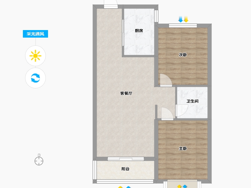 河北省-保定市-王府壹号-70.34-户型库-采光通风