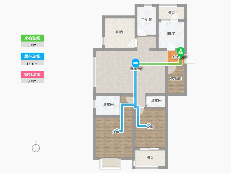 江苏省-常州市-泰富时代广场住宅-93.99-户型库-动静线