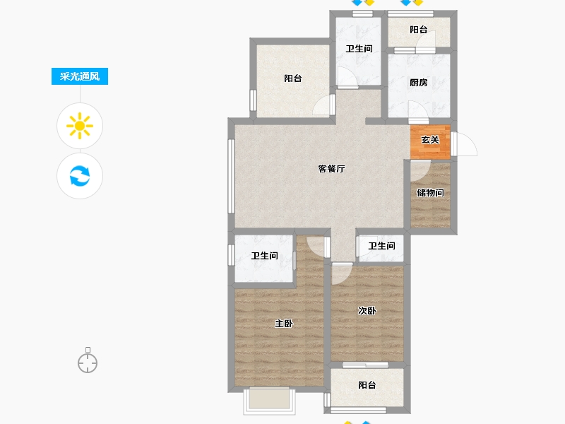 江苏省-常州市-泰富时代广场住宅-93.99-户型库-采光通风