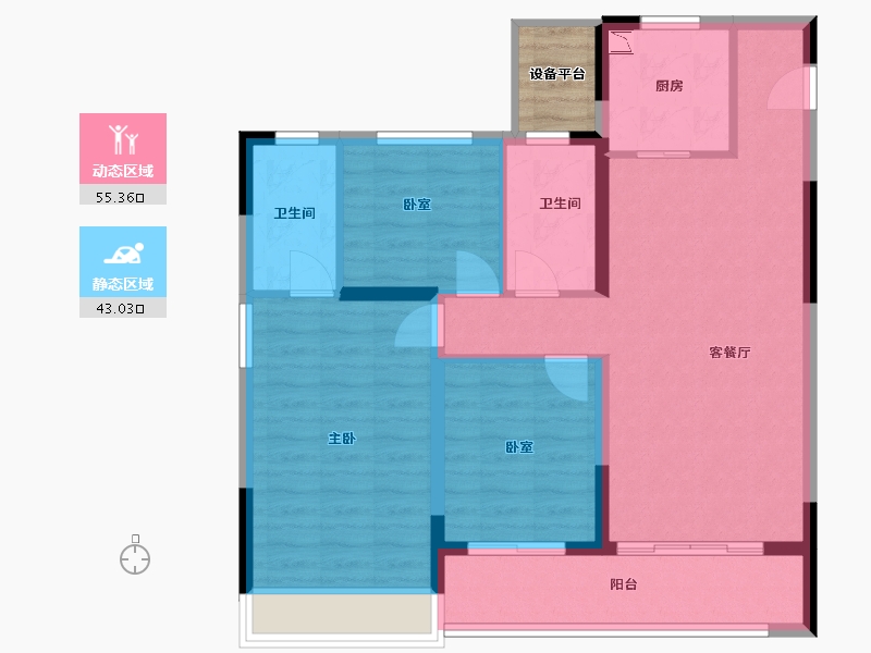 浙江省-杭州市-坤和融创开元望金沙-90.95-户型库-动静分区