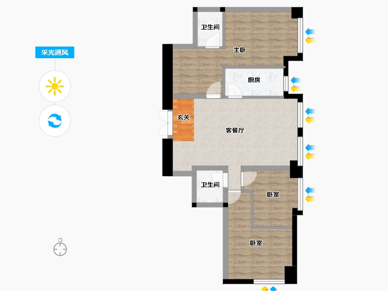 甘肃省-兰州市-鸿嘉国际广场-74.38-户型库-采光通风