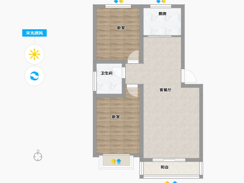 青海省-西宁市-平安先河东苑-69.35-户型库-采光通风