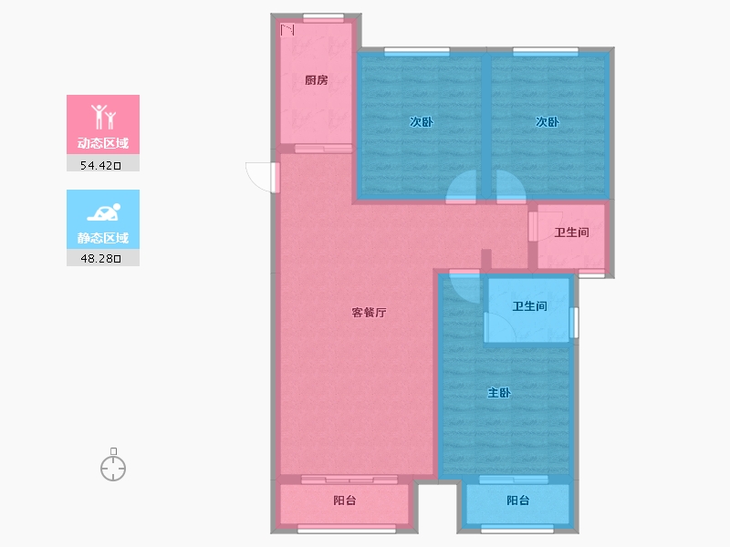 陕西省-安康市-恒月阳光水岸-91.18-户型库-动静分区