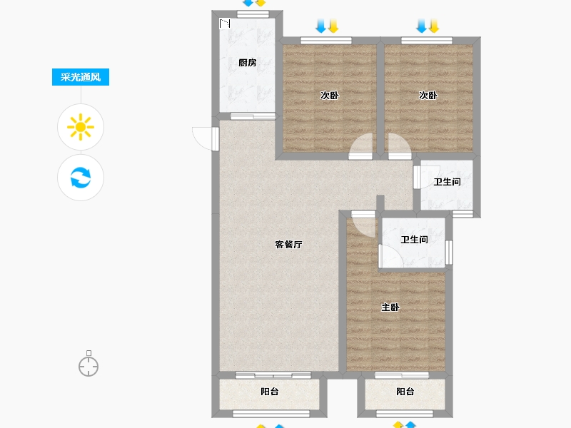 陕西省-安康市-恒月阳光水岸-91.18-户型库-采光通风