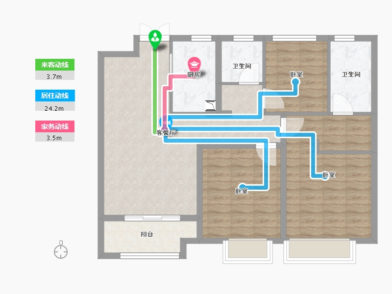 江苏省-扬州市-中远金麟府·状元楼-90.00-户型库-动静线