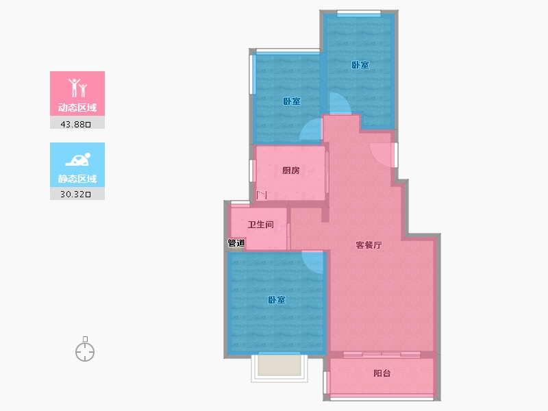 江苏省-苏州市-碧桂园伴山澜湾-66.03-户型库-动静分区