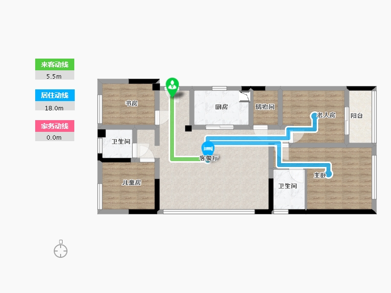 浙江省-杭州市-万达同心湾-94.00-户型库-动静线