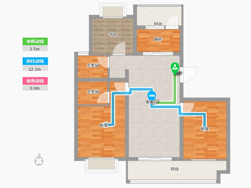 江苏省-泰州市-恒富新城樾府-90.31-户型库-动静线