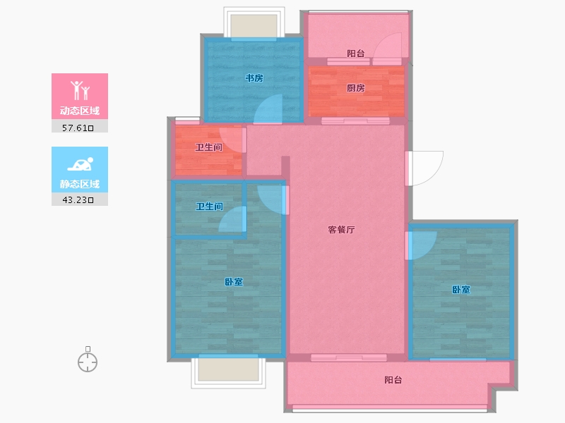 江苏省-泰州市-恒富新城樾府-90.31-户型库-动静分区