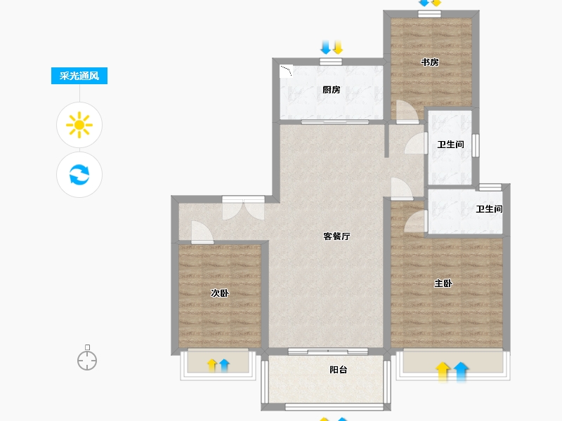 江苏省-盐城市-碧桂园珺悦府-92.00-户型库-采光通风