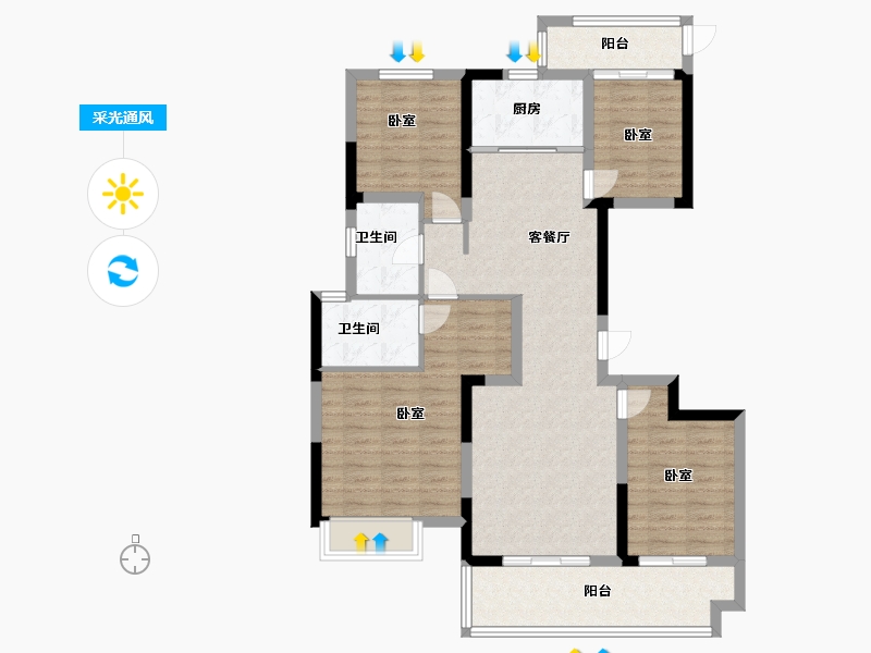 浙江省-杭州市-旭辉东原吴越府-103.00-户型库-采光通风