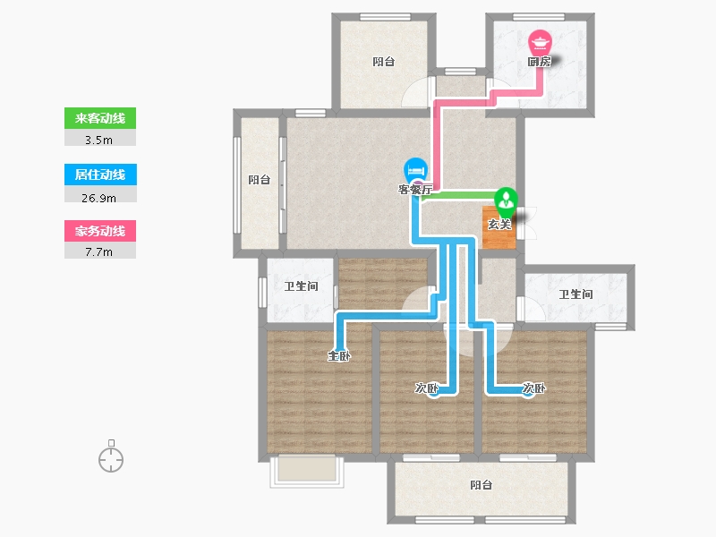 江苏省-常州市-泰富时代广场住宅-125.25-户型库-动静线