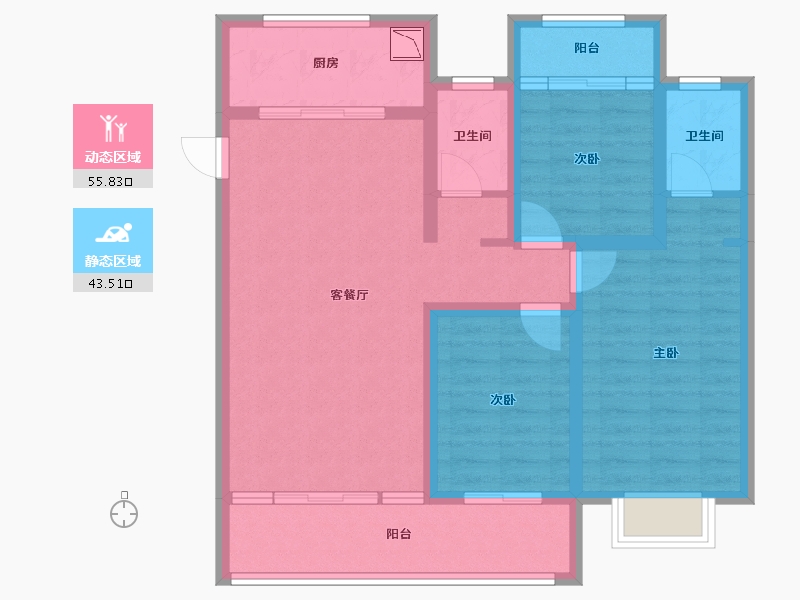 陕西省-安康市-天一城市之光-87.52-户型库-动静分区