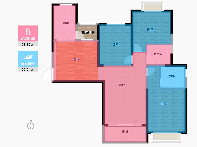 甘肃省-兰州市-恒大绿洲林语郡-105.62-户型库-动静分区