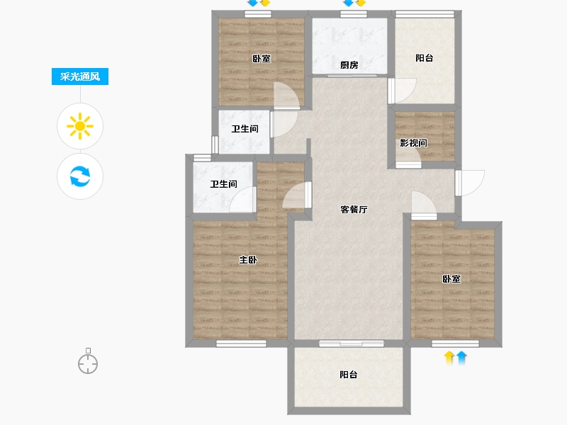 江苏省-镇江市-天怡天颐城·和园-107.01-户型库-采光通风