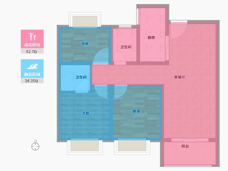 江苏省-泰州市-恒富新城樾府-79.40-户型库-动静分区