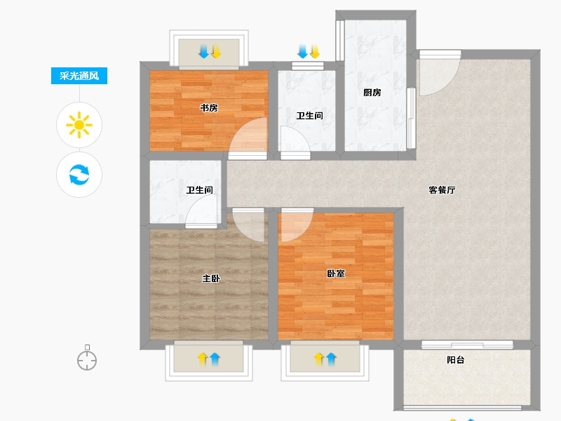 江苏省-泰州市-恒富新城樾府-79.40-户型库-采光通风