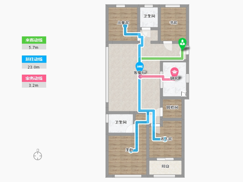 浙江省-杭州市-万达同心湾-90.56-户型库-动静线