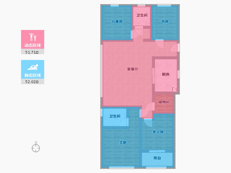 浙江省-杭州市-万达同心湾-90.56-户型库-动静分区