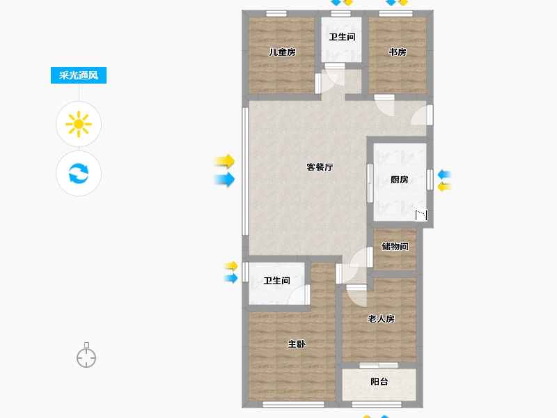 浙江省-杭州市-万达同心湾-90.56-户型库-采光通风