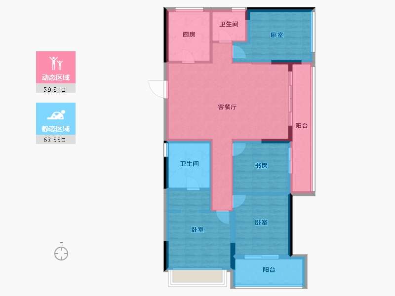 浙江省-杭州市-万科西望-110.57-户型库-动静分区