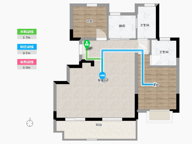 江苏省-南通市-海伦堡逸璟园-76.00-户型库-动静线