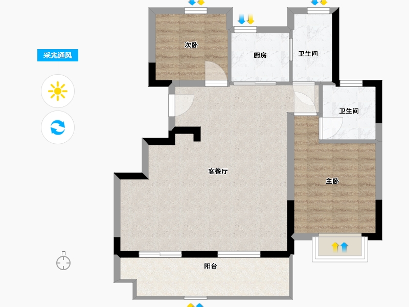 江苏省-南通市-海伦堡逸璟园-76.00-户型库-采光通风