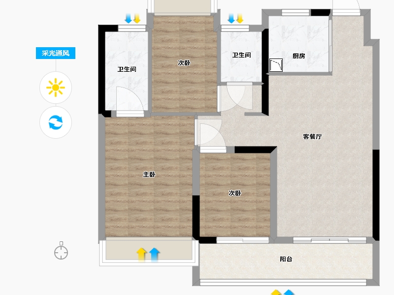 江苏省-苏州市-依云兰庭-86.01-户型库-采光通风