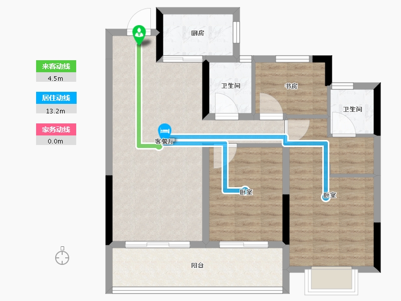 浙江省-杭州市-万科西望-79.01-户型库-动静线