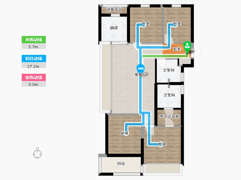 浙江省-杭州市-庆丰拥涛府-88.66-户型库-动静线