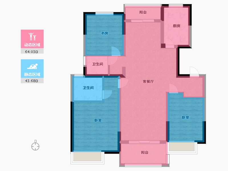 江苏省-镇江市-美的城三区·荣璟-96.01-户型库-动静分区