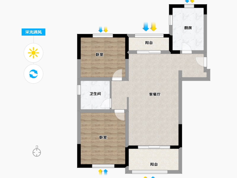 江苏省-扬州市-恒大悦珑湾-77.00-户型库-采光通风